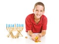 Hanukkah Boy Holding Gelt Royalty Free Stock Photo