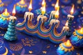 Hanukkah candle, Pattern of Hanukkah celebrate and festival, Pattern flat and template 3d design Royalty Free Stock Photo