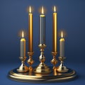 Hanukkah candle stand with shining candles Generative AI Royalty Free Stock Photo