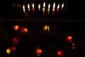Hanukkah candles light , happy holidays