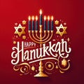 Hanukkah candles. Traditional candelabra with burning candles on dark Royalty Free Stock Photo