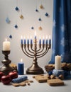 Hanukkah candlestick with candles, graphics for the Jewish holiday