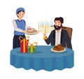hanukkah celebrating couple