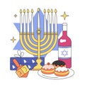 Hanukkah celebrating. Family gathering on religious holidays.