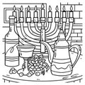 Hanukkah Chalice and Oil Decanter Coloring Page Royalty Free Stock Photo