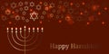 Hanukkah. 2-10 December. Judaic holiday. Traditional symbol - Menorah. Star of David. Lights and blues