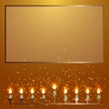 Hanukkah. 2-10 December. Judaic holiday. Nine candles. Frame for your text. Glowing lights