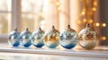 Hanukkah Delights: Vibrant Ornaments on Reflective Marble Royalty Free Stock Photo