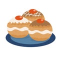 Hanukkah donuts icon flat, cartoon style. Vector illustration