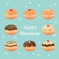 Hanukkah doughnut . Traditional jewish holiday