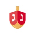 Hanukkah dreidel icon in flat style.