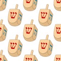 Hanukkah Dreidel Seamless Pattern