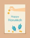 Hanukkah game . hand spining dreidel
