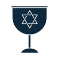 Hanukkah, goblet with star of david celebration silhouette icon