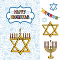 Hanukkah greeting card.Doodle Jewish Holiday