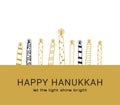 Hanukkah greeting card , Jewish holiday symbols. golden hanukkah menora and candles