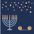Hanukkah Greeting Card With Lamp And A Six-Pointed Star Royalty Free Stock Photo