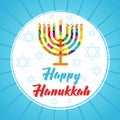 Hanukkah greeting card menorah candles colored Royalty Free Stock Photo