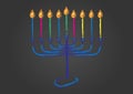 Chalk board Hanukkah Illustration,Hand drawn menora and candles Royalty Free Stock Photo