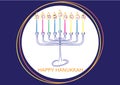 Happy Hanukkah card. Hand drawn Menora and colorful candles with face Royalty Free Stock Photo