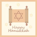 Hanukkah, handwritten text and scroll torah flat icon Royalty Free Stock Photo