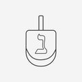 Hanukkah holiday dreidel flat black outline design icon