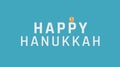 Hanukkah holiday greeting with dreidel icon and english text