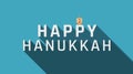 Hanukkah holiday greeting with dreidel icon and english text