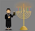 Hanukkah holiday. Judaism. The concept of a Jew and Hanukkah candlestick