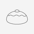 Hanukkah holiday Sufganiyah flat black outline design icon