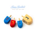 Hanukkah holidays wooden dreidel spinning top isolated on white background Royalty Free Stock Photo