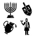 Hanukkah icon set, simple style