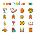 Hanukkah icons set