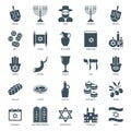 Hanukkah icons set, judaism symbols collection Royalty Free Stock Photo