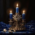 Hanukkah illustration with candles and menorah