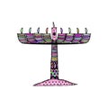 Hanukkah. Jewish religious holiday. Chanukah candle colorful. Multi-colored stained. Doodle, zentangl, hand draw sketch