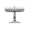 Hanukkah. Jewish religious holiday. Chanukah candle. Doodle, hand draw sketch Vector illustration on isolated background