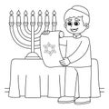 Hanukkah Jewish with Scroll Coloring Page for Kids