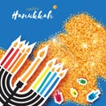 Hanukkah juish vector illustration. jewish menorah simple vector icon. hanuka candles symbol.