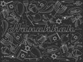 Hanukkah line art design raster illustration chalky