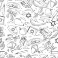 Hanukkah line art design raster illustration seamless coloring book