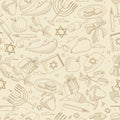 Hanukkah line art design raster illustration seamless retro