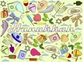 Hanukkah line art design raster illustration