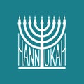 Hanukkah logo Menorah emblem for Jewish holiday. Traditional rel