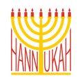 Hanukkah logo Menorah emblem for Jewish holiday. Traditional rel