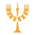 Hanukkah logo. Menorah symbol. Jewish religious holiday. Vector
