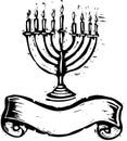 Hanukkah Menorah with Banner