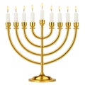 Hanukkah menorah with burning candles isolated on white background Royalty Free Stock Photo