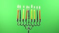 Hanukkah menorah candles greenscreen