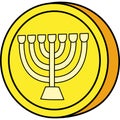 Hanukkah Menorah Coins Cartoon Clipart